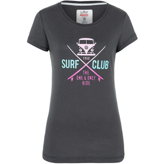 VanOne Classic Cars Surf Club Women T-Shirt washed black pink XS 34